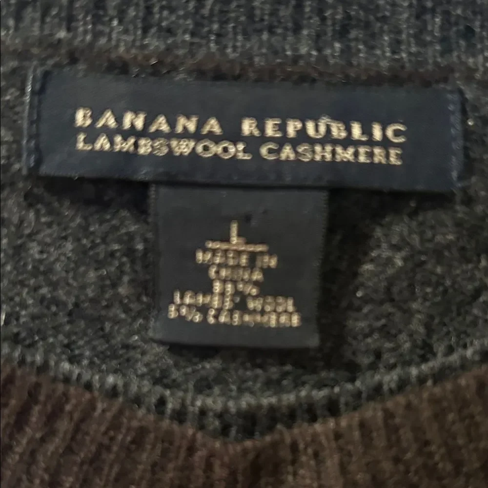 Banana Republic Lambswool Cashmere Brown Gray Crewneck Sweater Size Large